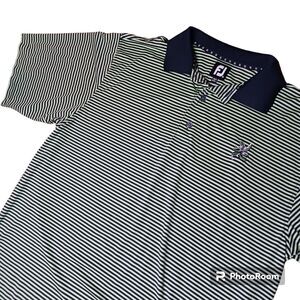 FootJoy FJ Mens Medium Short Sleeve Golf Polo‎ Green Stripe Shirt Performance